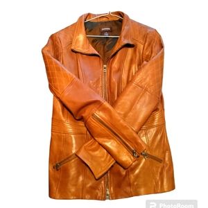 Danier Brown Leather Jacket In Size Medium